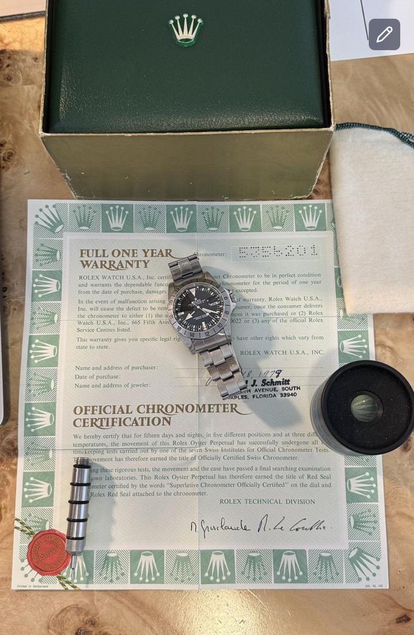 Rolex Rail Dial Explorer II Reference 1655 Full Set — Wind Vintage